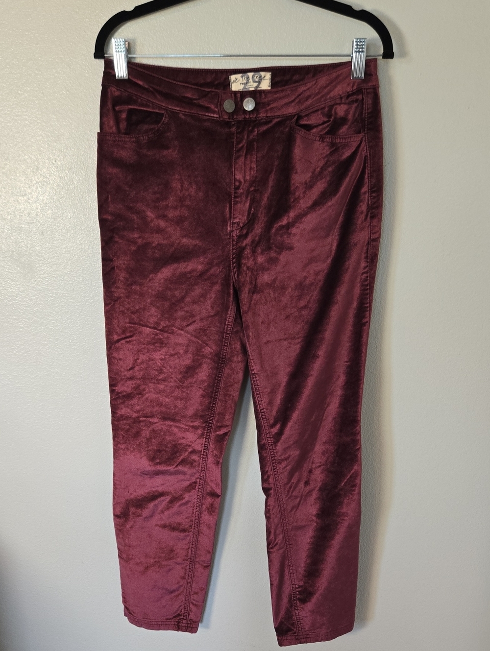 We The Free | Maroon Velvet Slim Straight Leg Pants Size 29